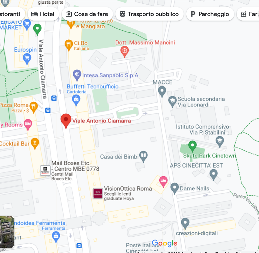 Mappa Google viale Ciamarra